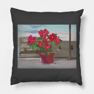 spring poinsetta Pillow