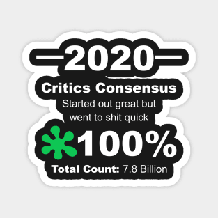 Humorous 2020 Review Rotten Tomatoes Score From World Population White Lettering Magnet