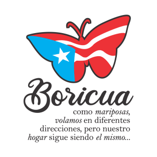 Boricua Flag Familia Butterfly Puerto Rico Spanish T-Shirt