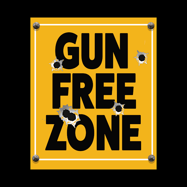 Bullet Riddled Gun Free Zone Sign by WinstonsSpaceJunk