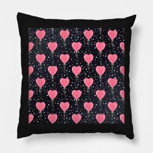 Romantic Watercolor Pink Hearts Balloons Confetti design Pillow