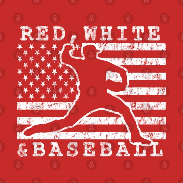 Red White and Baseball American Flag USA pitcher Baseball Pitching by TeeCreations