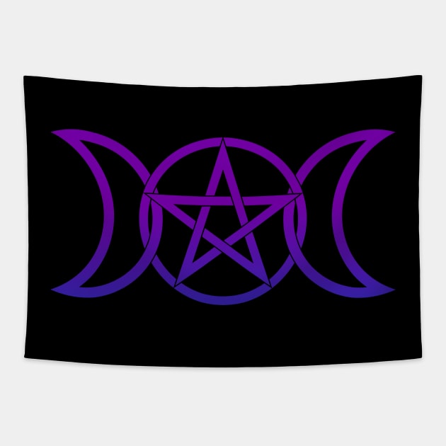 Triple Moon Goddess Purple to blue Tapestry by RavenWake