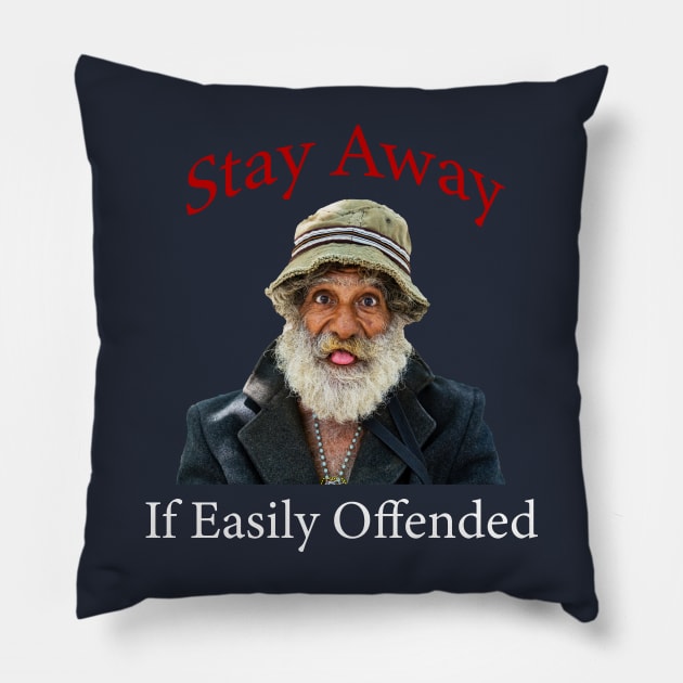 Stay Away If Easily Offended Pillow by tommysphotos