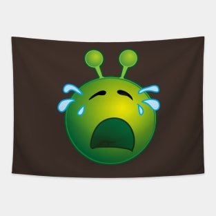 Funny Alien Monster ET Extraterrestrial Martian Green Man Emoji for Women, Men and Kids 3 Tapestry