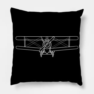 Vintage Sopwith Camel WW1 biplane fighter aircraft outline graphic (white) Pillow