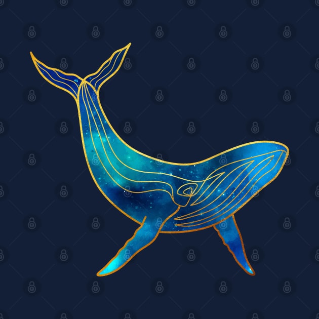 Watercolor Whale Gold and Blue by themadesigns