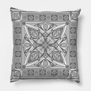 Gray Art Deco Mandala Pillow