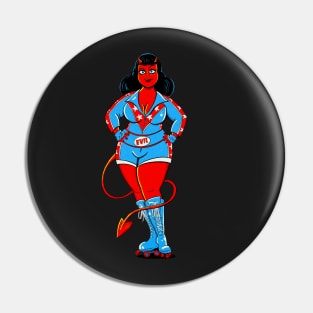 Hell on Wheels Curvy Roller Derby Rockabilly Devil Girl Pinup Pin