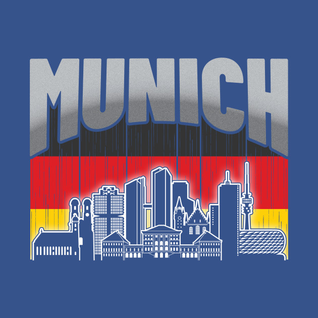 Disover Munich Germany Skyline Vintage German Flag - Munich - T-Shirt