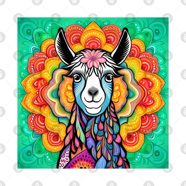 Vincent the Colorful, Psychedelic Llama by Davey's Designs