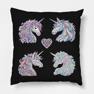 Pastel Tangle Unicorns Pillow