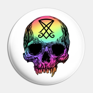 Human skull with Sigil of Lucifer Pin