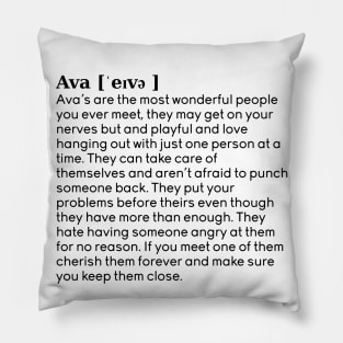 Ava name definition (white) Pillow