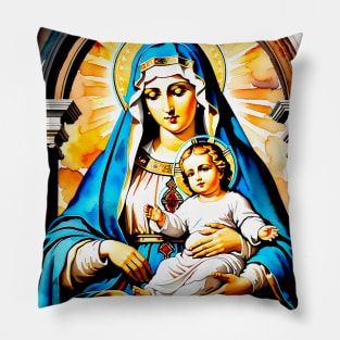 Mom and baby son Jesus Christ Pillow