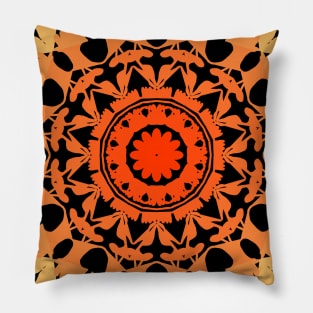 Mandala 04 orange gradient flower Pillow