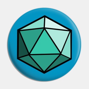 D20 Polyhedral Dice - Aqua Pin