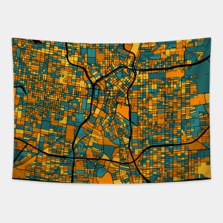 San Antonio Map Pattern in Orange & Teal Tapestry