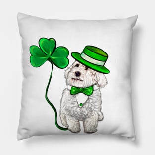 Top 10 best Irish Gifts Sailor Cavapoo cute funny dog in tuxedo hat Clover Shamrock Green three leaf Shamrock Clover Pillow