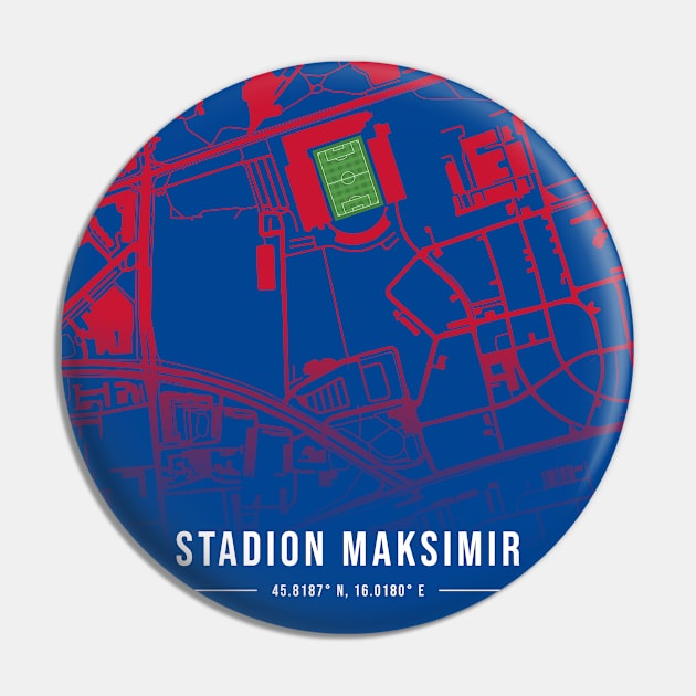 Maksimir Stadion Blue Map Design Pin by TopFootballStadiums