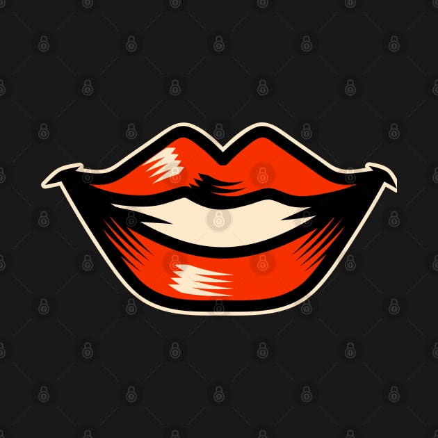 Funny female red lips smile mouth face by BlueRoseHeart