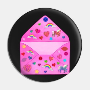 Pink Sparkly Sticker Envelope Pin