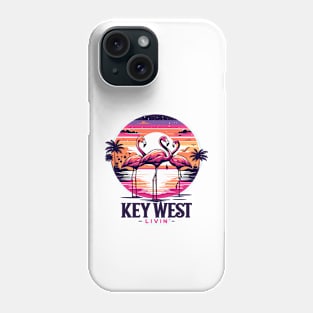 Key West Livin' - Tropical Flamingo Night Scene In Key West Phone Case