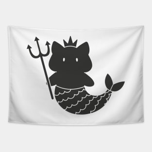 Aquarius Cat Zodiac Sign (Black and White) Tapestry