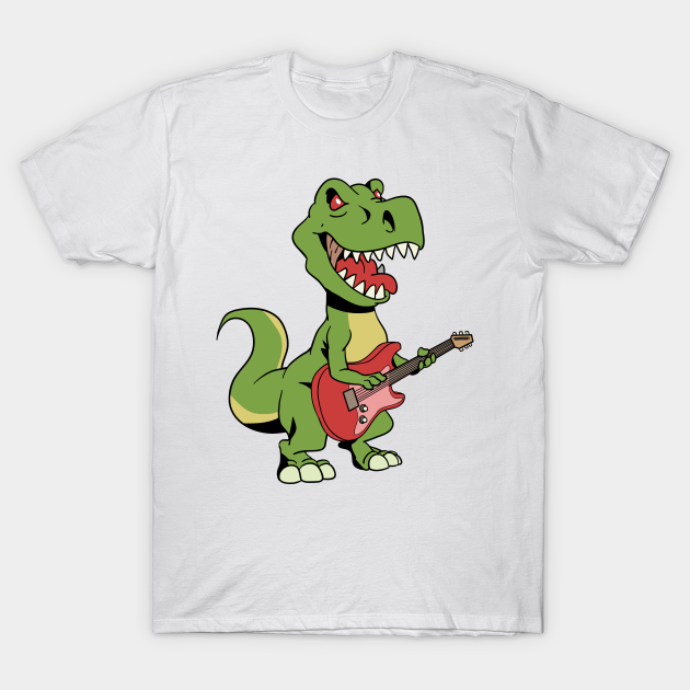 Cartoon TREX plays electric guitar - Guitar Player - T-Shirt