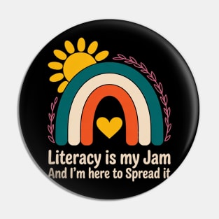 Literacy Is My Jam Literacy Teacher Reading Interventionist Pin