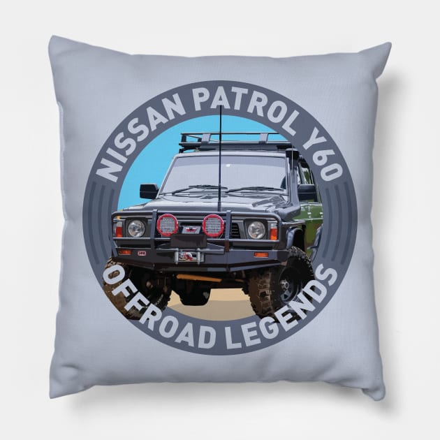 4x4 Offroad Legends: Nissan Patrol Y60 Pillow by OFFROAD-DESIGNS