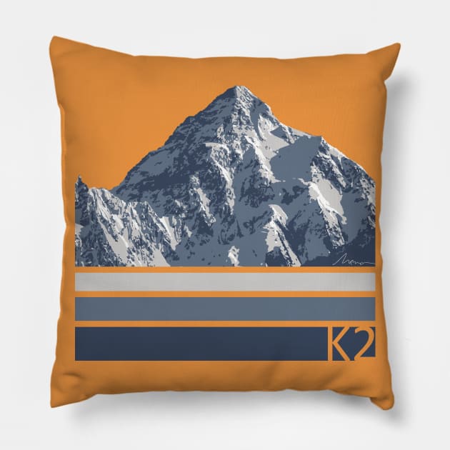 K2 Mountain Illustration Pillow by High Altitude