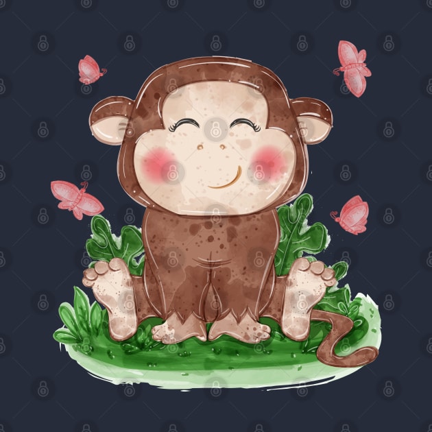 Baby Monkey Cute by Mako Design 