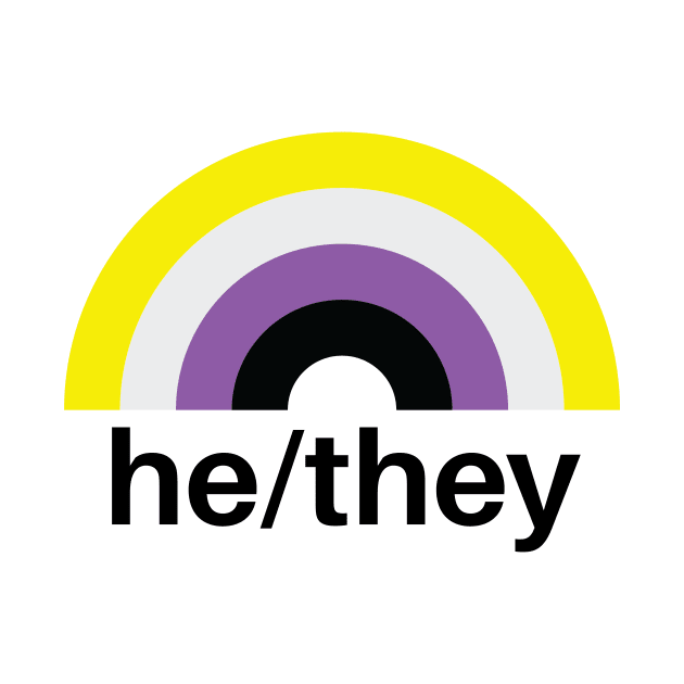 He/They Pronouns Nonbinary Rainbow by lavenderhearts