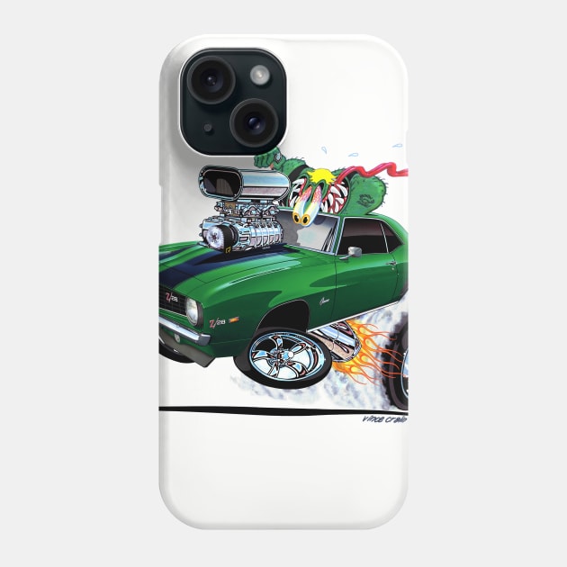 Z RATED 69 Camaro Green Phone Case by vincecrain