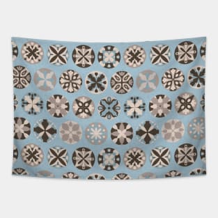 Neutral Blue Geometric Tapestry