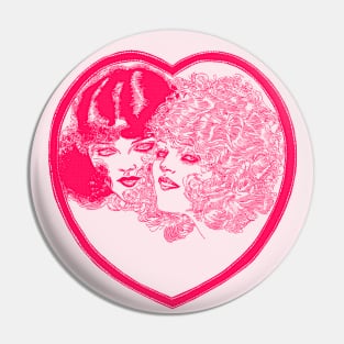 Vintage Stylized Lesbian Couple ∆ Retro Illustration Pin