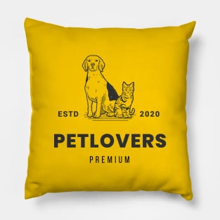 Cats Dogs Retro Petlovers Premium Brand Estd Established in 2020 Pillow