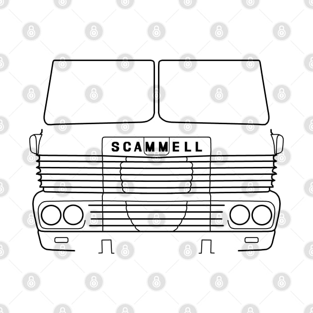 Classic 1970s Scammell Routeman lorry black outline graphic by soitwouldseem