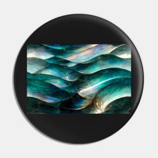 Iridescent Painted Glass Waves Pin