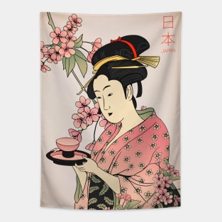 Geisha with Tea Tapestry