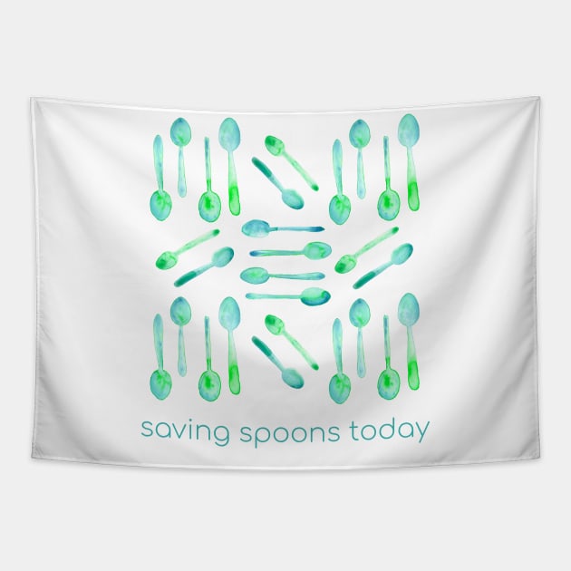 Saving Spoons Today (Green) Tapestry by KelseyLovelle