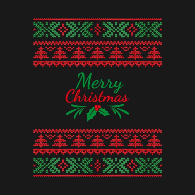 Merry Christmas Red and Green Ugly Christmas Sweater by HappiHoli