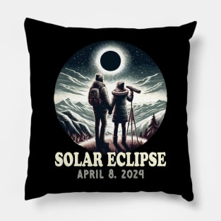 Couple Total Solar Eclipse April 8 2024 Cute Couple Matching Pillow