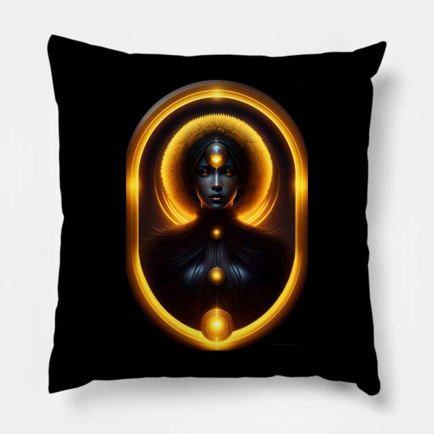 the lady in the sun and the moon Pillow by amraa