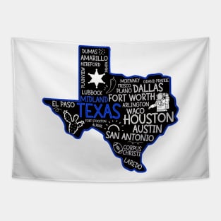 Midland Texas cute map Houston San Antonio Dallas Austin Fort Worth El Paso Tapestry