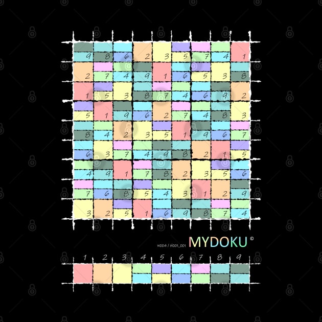 Mydoku_W004_H001_001_F: Sudoku, Sudoku coloring, logic, logic puzzle, holiday puzzle, fun, away from screen by Mydoku