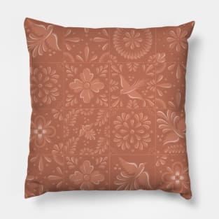 Mexican Tan Color Talavera Tile Pattern by Akbaly Pillow