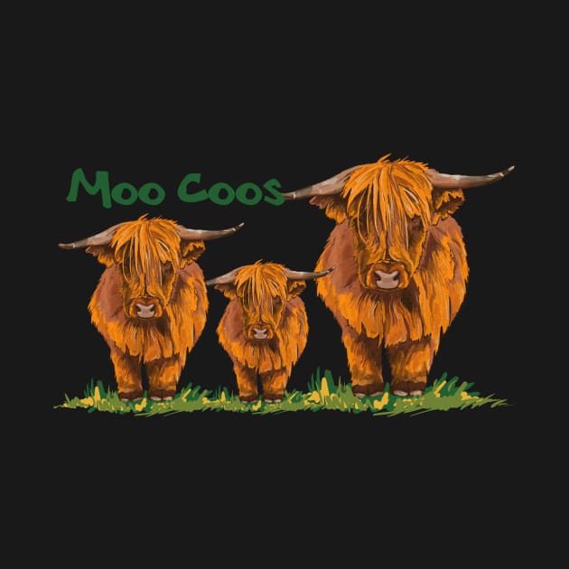 Three Highland Cows Coos by archiesgirl