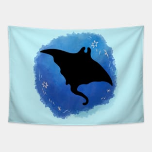 watercolor with stingray silhouette Tapestry